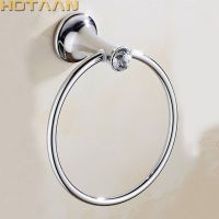 Towel Ring Chrome Bathroom towel holder Stainless steel Wall-Mounted Round Towel Rings Crystal Towel Rack Bathroom Accessories