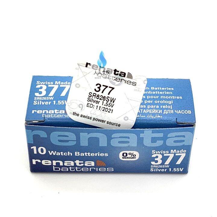Renata Swiss watch battery 377 Swatch button cell SR626SW silver oxide