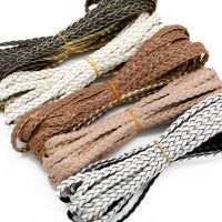 【JH】 7mm Color Hight Braided Leather Findings Flat Cord String Rope Necklace Making