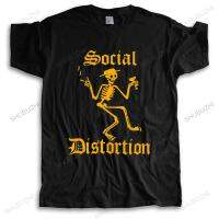 Men Cotton T Crew Neck Tshirt Loose Social Distortion Skeleton Hard Punk Rock Teeshirt