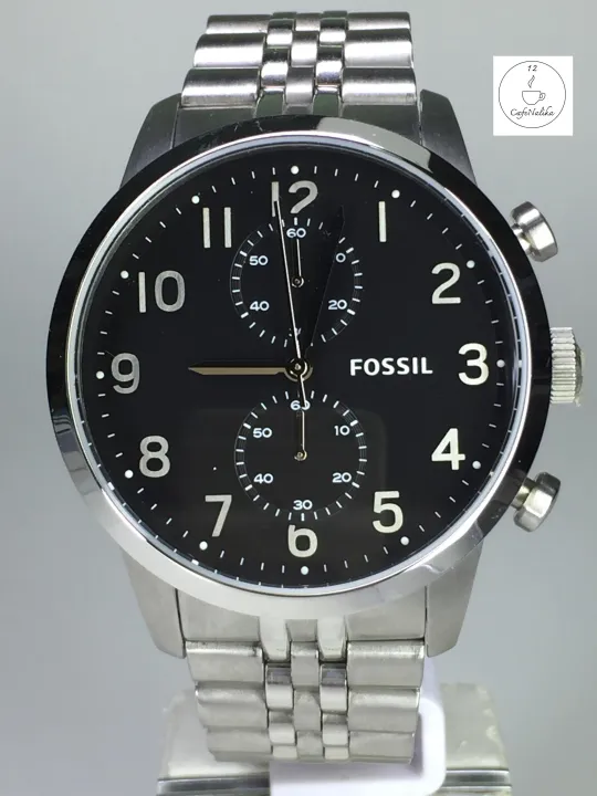 นาฬิกาข้อมือผู้ชาย-fossil-รุ่น-fs4875-chronograph-จับเวลา-สายแสตนเลส-หน้าปัทม์สีดำ-ของแท้-100-cafenalika