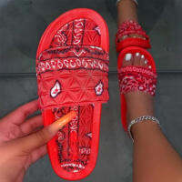 Bandana Slides Women Cool Graffiti Slippers Women Home Womens Summer Sandals Red Blue Black Tie Dye Footwear Wholesale