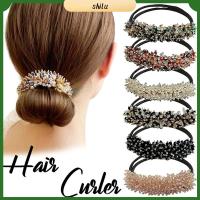 SHILU คริสตัล อุปกรณ์เสริม Headwear เครื่องมือจัดแต่งทรงผม Donut Bun Maker Quick Bun Curler Rhinestone Lazy Hairpin ที่คาดผม