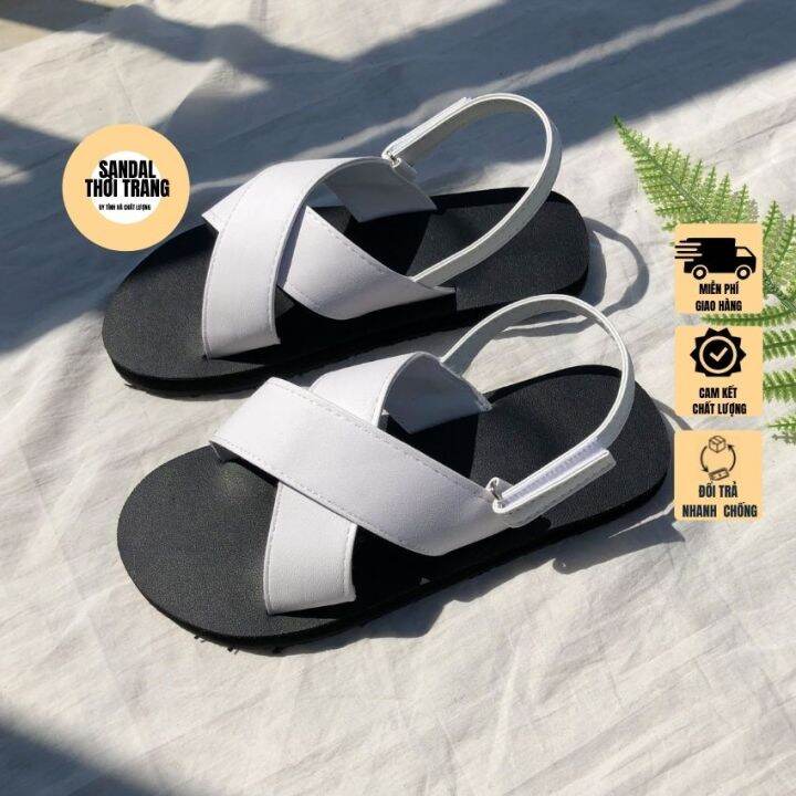 Miễn Phí Ship] Dép Sandal Quai Chéo Nữ Nam (Ảnh Thật 100%) Dép Sandal Nữ Đi  Học Full Size 30 Đến 44, A9 Trắng Trẻ Trung, Năng Động, Cá Tính | Lazada.Vn