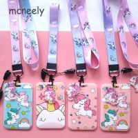 Cartoon Women Unicorn ID Credit Bank Card Holder Students Bus Card Case Lanyard Child Visit Door Identity Badge Cards Cover