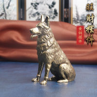 ตกแต่งโต๊ะทองเหลืองแข็ง Wangcai Pastoral Dog 12ราศีที่ทับกระดาษสุนัขชาสัตว์เลี้ยงงานฝีมือเก่าบรอนซ์0000