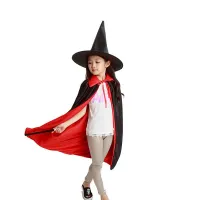 Cherful655 Adults Children Halloween Party Cosplay Costume Witch Cloak Black Red Reversible Vampire Cape