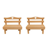 2pcs Mini Wooden Bench Home Park Ornaments Craft Model Figurines Garden Decor Dollhouse Furniture Photo Props Chair Landscape