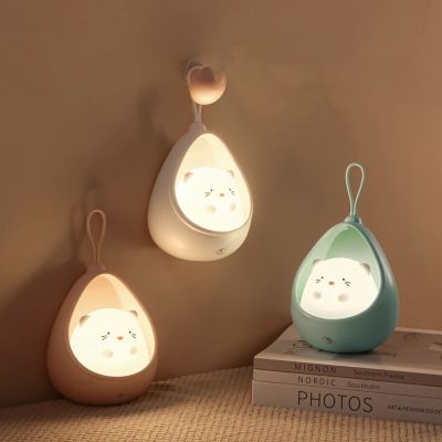 Creative LED Smart Human Body Induction Silicone Night Light USB Rechargeable Bedroom Bedside Atmosphere Wall Lamp Children Gift