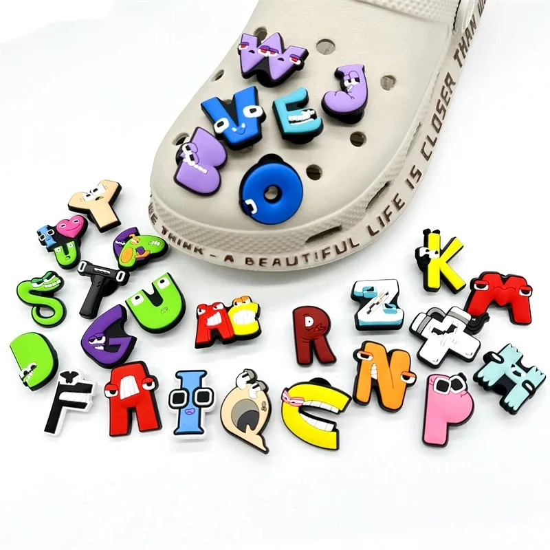 Jibbits Letters Cartoon Alphabet Lore Jibitz Croc Charm Color Letters Shoe  Charms Pins Decoration Cute Letter Jibits Crocks for Men Shoes Accessories