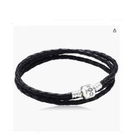 [พร้อมส่ง สินค้าแท้ ?] ข้อมือแพนโดร่าสายหนัง 3 ทบ รุ่น Pandora Moments Triple Woven Leather Bracelet Black