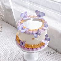 【Ready Stock】 ▥♈ E05 Halo Dyed Butterfly Paper Happy Birthday Cake Topper Cake Decoration Simulation Butterfly Cake Decorating Set