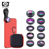 Apexel 10 in 1 mobile phone kit fisheye wide angle escope macro camera filter for 13 Samsung all smartphones