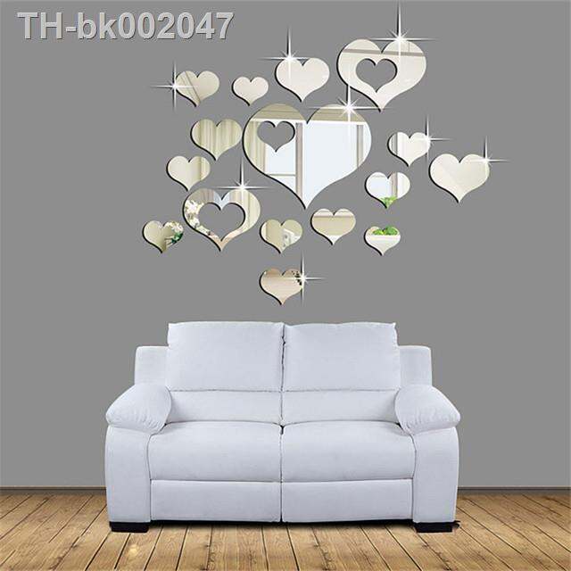 15-pcs-3d-love-heart-acrylic-3d-mirror-wall-sticker-home-living-room-background-diy-mural-decal-decoration-muursticker-removable