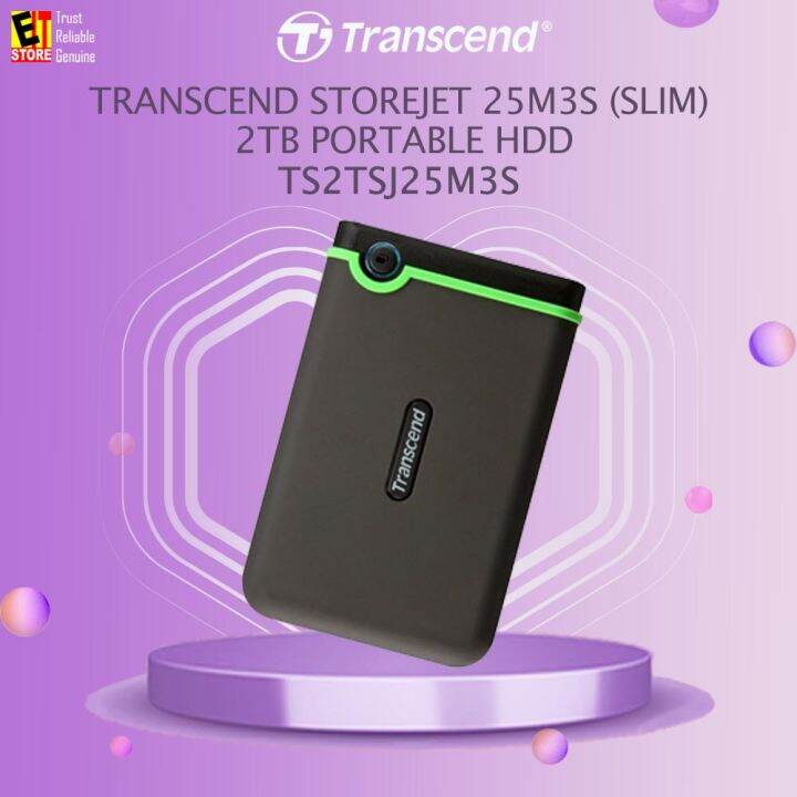 Transcend Storejet 25m3s Slim 2tb Portable Hdd Ts2tsj25m3s Iron