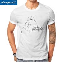 เสื้อโปโลสำหรับผู้ชาย Sando สำหรับผู้ชายเสื้อยืด Totoro Studio Ghibli สำหรับผู้ชายเสื้อยืดวินเทจผ้าฝ้าย100คอกลมเสื้อผ้าเสื้อทีกราฟิกพิมพ์ลาย