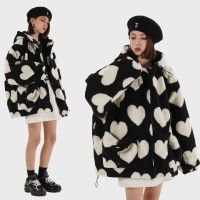 ﹉❀◙ Street Printed Fur Padded Jacket Men and Kong Student Hooded Cotton