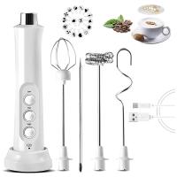 USB Electric Milk Frother 3 Speeds Cappuccino Coffee Foamer 3 Whisk Handheld Egg Beater Hot Chocolate Latte Drink