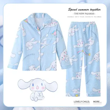 Sanrio Hello Kitty Girls Pajamas Cinnamoroll Cotton Nightwear Sleepwear  Anime Cute Long Sleeve Spring Autumn Children's Homewear