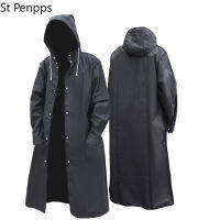 Black Fashion Waterproof Long Raincoat Women Men Rain coat Hooded For Outdoor Hiking Travel Fishing Climbing Thickened