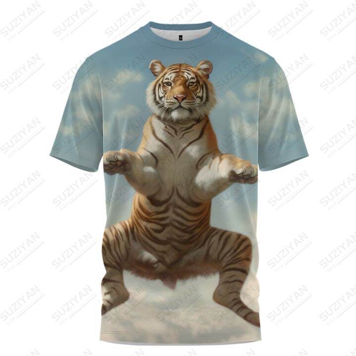 ฤดูร้อนเสื้อยืดผู้ชาย-tiger-ฝึกศิลปะการต่อสู้-3d-พิมพ์เสื้อยืดแฟชั่นเสื้อยืดหลวมสบายๆกีฬาเสื้อยืด