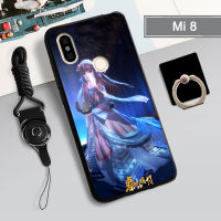 Tputhone เคสสำหรับ Xiaomi Mi 8เคสโทรศัพท์คลุมทั้งหมดกล่องมีลายป้องกันการตกฝามีที่ถือวงแหวนและเชือก