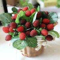 【hot】ஐ◆►  Shipping 9 Heads Artificial Strawberry Fruit Potted Garden Wedding Balcony Ornament Photo Props