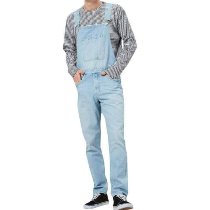 บุรุษสบายๆกางเกงเอี๊ยมผ้ายีนส์หลวมระงับกางเกงชุดเอี๊ยมjean-jumpsuits-romper9449