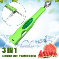 Stainless Steel Watermelon Cutting Plastic Handle Multifunctional Clip Toy Spoon Adjustment Exhibition Spring Watermelon Clip Fruit O9X3