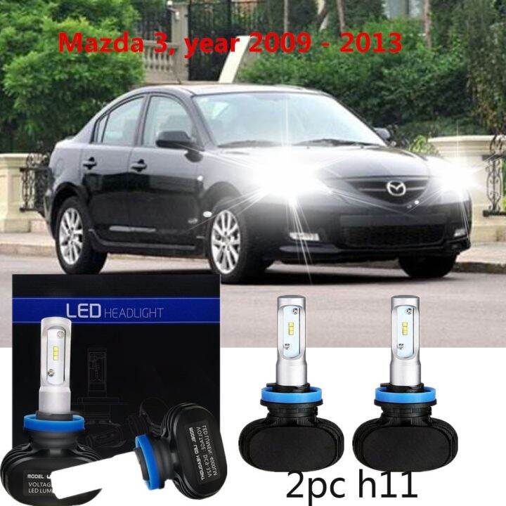 Bright H11 LED Head Lamp Headlights for Mazda 3 year 2009 2013