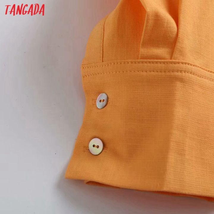 tangada-women-orange-cotton-linen-oversized-long-shirt-blouse-chic-female-casual-loose-shirt-blusas-femininas-4c113