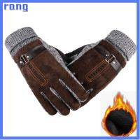 RANG Outdoor Warm Thicken Winter Gloves Leather Thermal Mittens Knitted