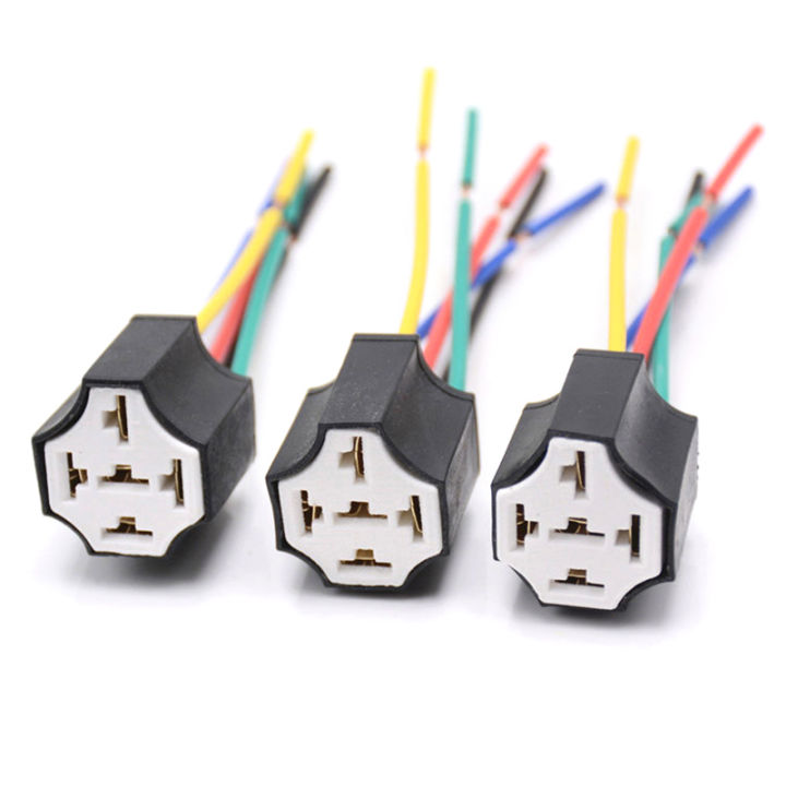 baoda-ตัวยึดรีเลย์รถยนต์เซรามิก-5-pins-auto-relay-socket-5-pin-relay-connector-ปลั๊กเซรามิครีเลย์ยึดที่นั่งรีเลย์สูงพร้อมหมุด