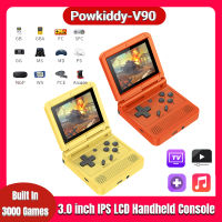 Powkiddy-V90แบบพกพาเด็กเกมคอนโซล3นิ้ว IPS LCD Flip Handheld R Pocket Mini วิดีโอเกมคอนโซลสำหรับของขวัญเด็ก