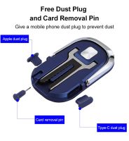 Multifunction Phone Ring Holder With Dust Plug For Iphone Huawei 360° Rotate Car Magnetic Metal Bracket With Card Removal Pin Car Mounts