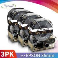 【Booming】 Topcolor 3PK เข้ากันได้ Epson 36มิลลิเมตรเทปฉลาก KingJim ฉลากชง SC36KZ บนเครื่องพิมพ์สีดำริบบิ้นสำหรับ Epson Labeller LW1000P