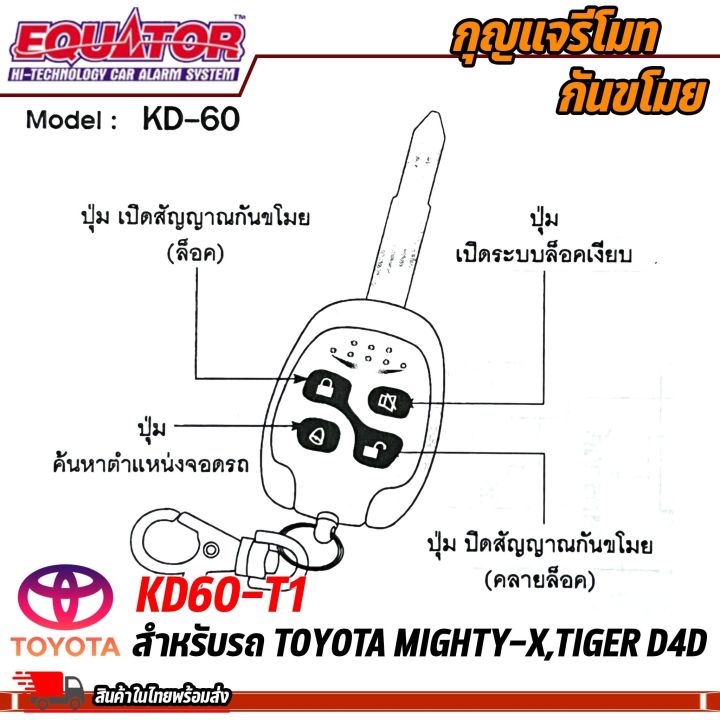 รถโตโยต้าเก่า-กุญแจ-สัญญาณกันขโมย-equator-รุ่น-kd60-t1-สำหรับรถ-toyota-mighty-x-tiger-d4d-กันขโมยรถยนต์-รับประกันสินค้า-1-ปี