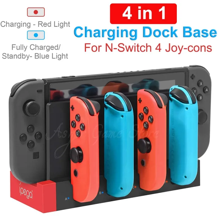 4 In 1 Nintendo Switch Joycon Charger Charging Dock Base Docking Station Led Indicator For Ns