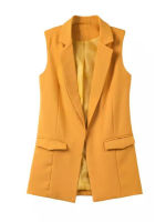 Bella Philosophy new fashion waistcoat women no button yellow jacket women sleeveless blazer jacket white casual outwear