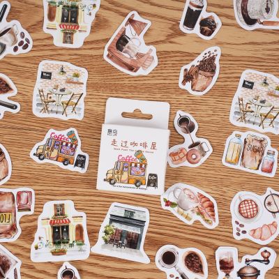 46 Pcs vintage Coffee Theme Paper Stickers For Art Journaling Collage Craft Notebooks Album Craft Stickers Labels