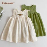 Girls Cute Dress Korean Style Flower Embroidered 2023 Summer New Sleeveless Princess Casual Simple Sweet Dresses for Girls  by Hs2023