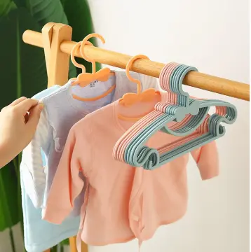 5pcs Pink Baby Clothes Hangers Home Plastic Drying Rack Thick Extendable  Multifunctional Rotatable Windproof Child Kids Garment Hanger