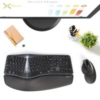 xiaopo Ergonomic Wireless Split Keyboard With Cushioned Palm Rest - Reduce Carpal Tunnel Pain - Compatible With Windows &amp; Mac OS (GM901D)