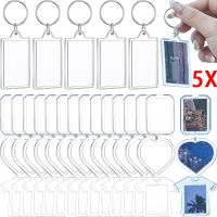 5/3/1Pcs Creative Transparent Insert Photo Keychain DIY Split Ring Key Ring Personalized Clear Acrylic Picture Frame Couple Gift