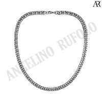 ANGELINO RUFOLO Necklace ดีไซน์ 8 mm. Cuban Chain สร้อยคอ Stainless Steel 316L(สแตนเลสสตีล)คุณภาพเยี่ยม สีเงิน