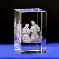 ⚡HOT SALE⚡ 6 Kinds Christian Catholic Jesus Portrait Crystal Ornaments Creative 3D Laser Engraver Cube Home Decoration Accessories Modern