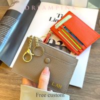 【CC】 Custom Initials Wallet Personalize Name Leather Short Keychain Coin Purse Credit Card Holder Money