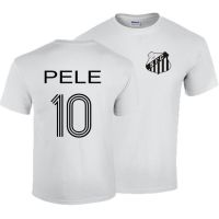 ฝ้ายเสื้อยืดพิมพ์ลายPele เสื้อยืดผ้าฝ้าย 100% พิมพ์ลาย Brazil Santos King Of Football สไตล์เรโทร สําหรับผู้ชายs-5xl