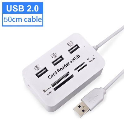 SD TF Mini SD Card M2 MS Card Reader Multi-function All In One Card Reader 3 Ports USB2.0 Hub USB Splitter For Laptop Desktop USB Hubs