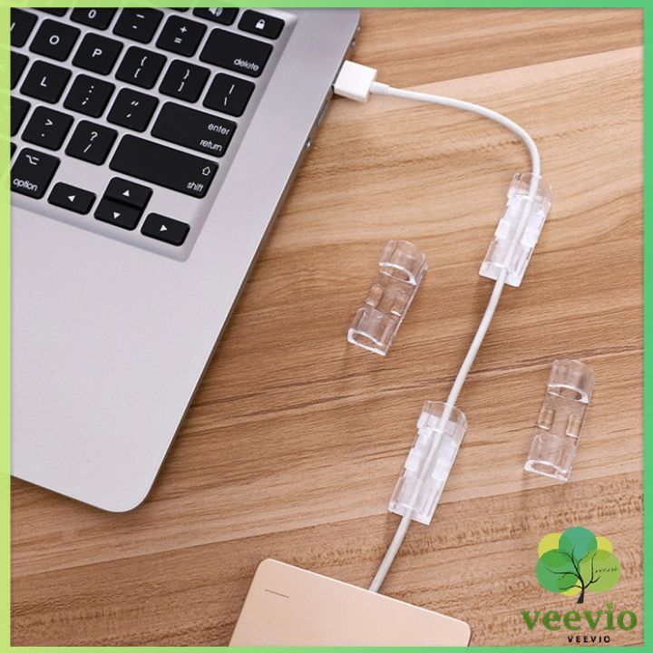 veevio-ที่เก็บสายเคเบิลข้อมูล-ที่เก็บสายไฟ-จัดระเบียบ-คลิปล๊อคสายไฟ-ตัวยึดสายไฟ-คลิปใส-16ชิ้น-20ชิ้น-transparent-clip-มีสินค้าพร้อมส่ง